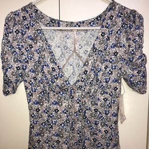 Free People Low-Cut Floral Top
